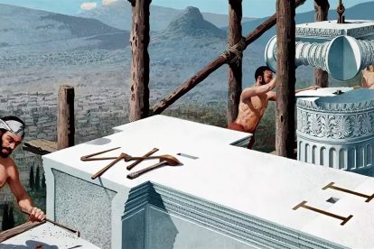 работа ученика по обработке грубого камня