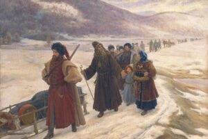 «Путешествие Аввакума по Сибири» (картина С. Милорадовича, холст, масло, 1898)